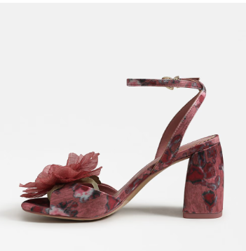 Aria Berry Blush Flower Block Heel Sandal