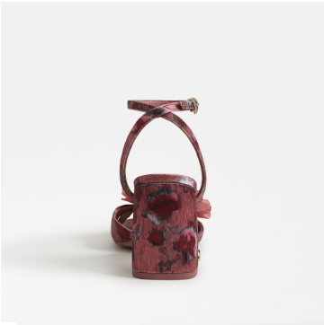 Aria Berry Blush Flower Block Heel Sandal
