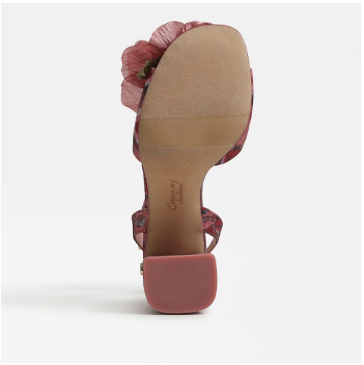 Aria Berry Blush Flower Block Heel Sandal