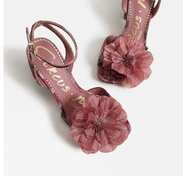Aria Berry Blush Flower Block Heel Sandal