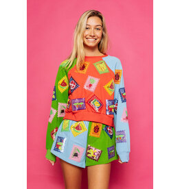 Queen of Sparkles Colorblock Multi Stamp Sweatshirt
