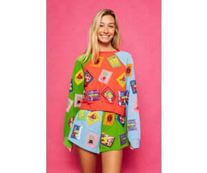 Colorblock Multi Stamp Sweatshirt - The Shoe Attic
