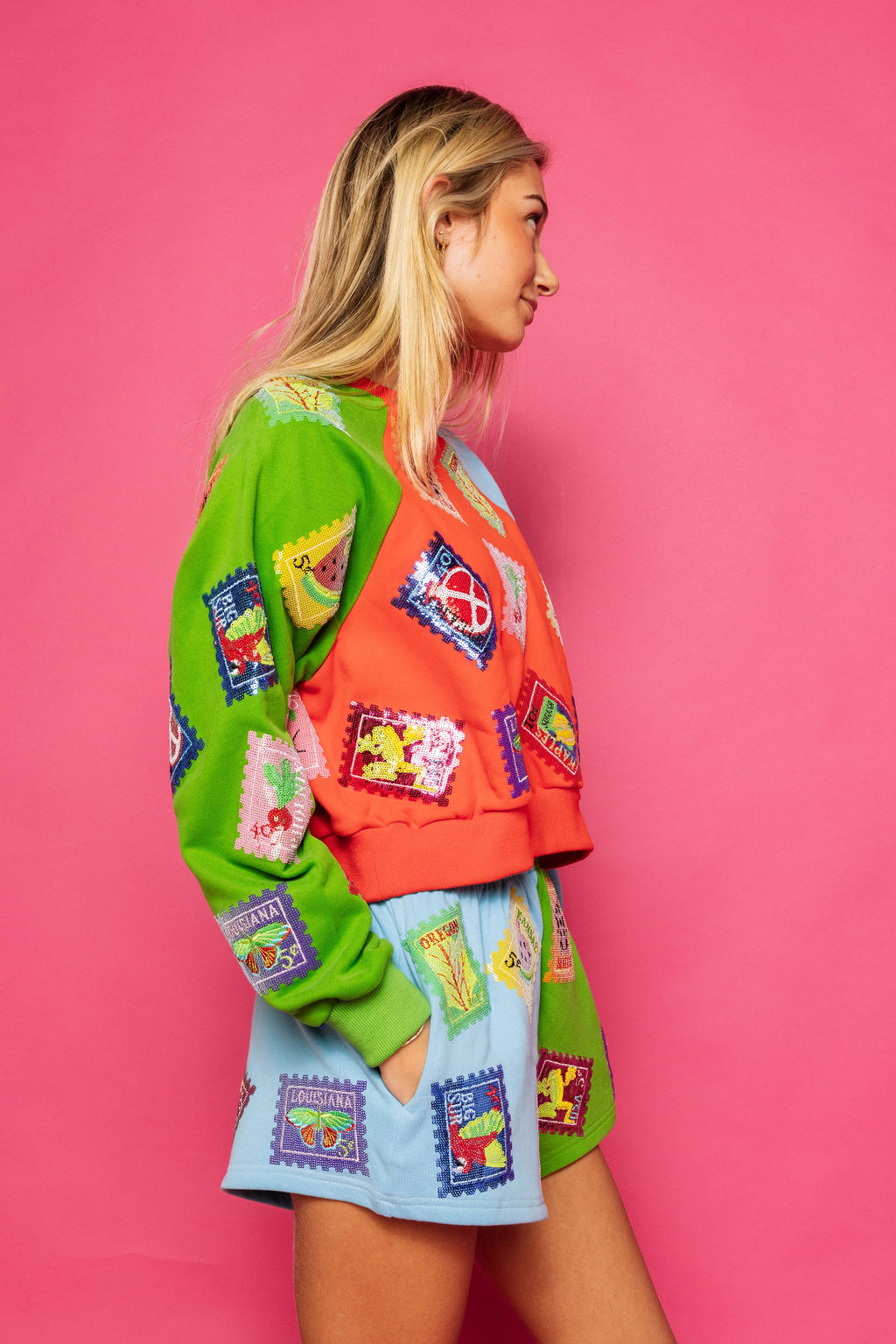 Queen of Sparkles Colorblock Multi Stamp Sweatshirt
