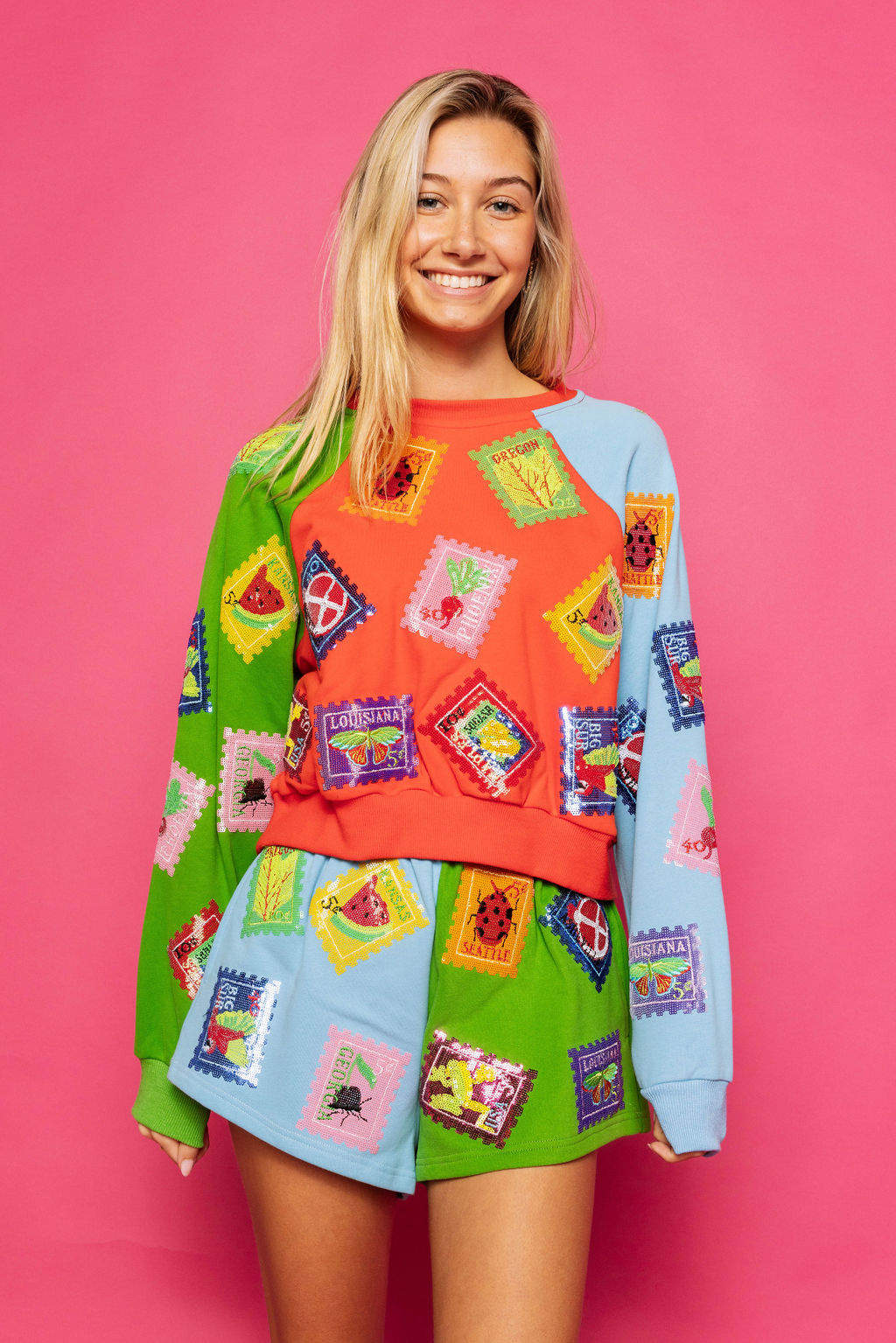 Queen of Sparkles Colorblock Multi Stamp Short