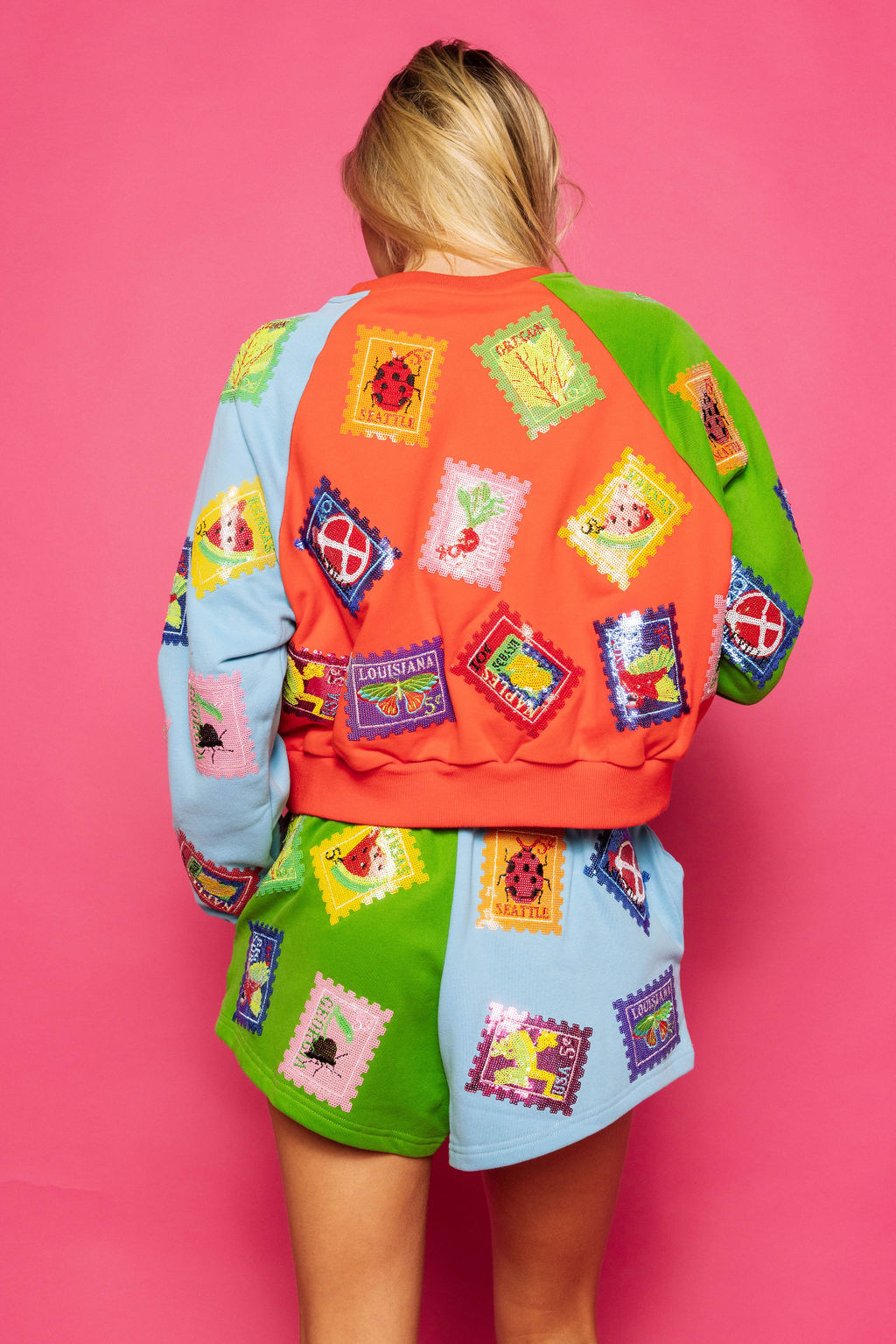 Queen of Sparkles Colorblock Multi Stamp Short