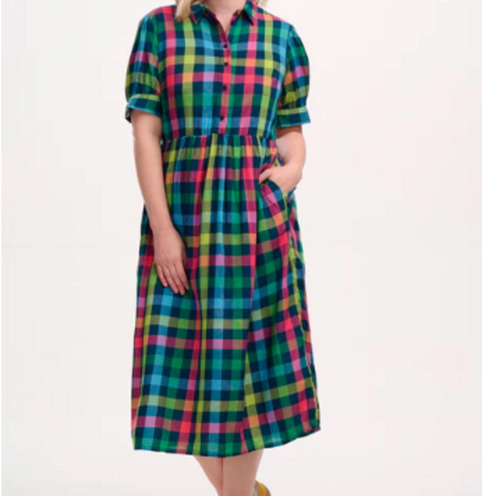 Sugarhill Brighton WILLET MIDI SMOCK DRESS Midnight Gingham