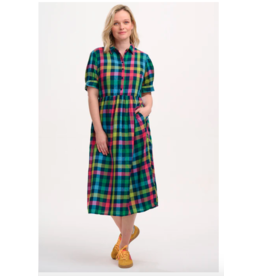 Sugarhill Brighton WILLET MIDI SMOCK DRESS Midnight Gingham