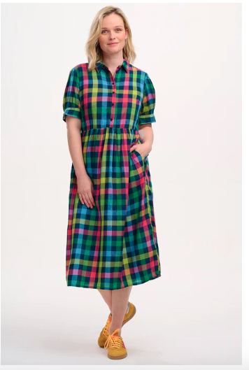 Sugarhill Brighton WILLET MIDI SMOCK DRESS Midnight Gingham