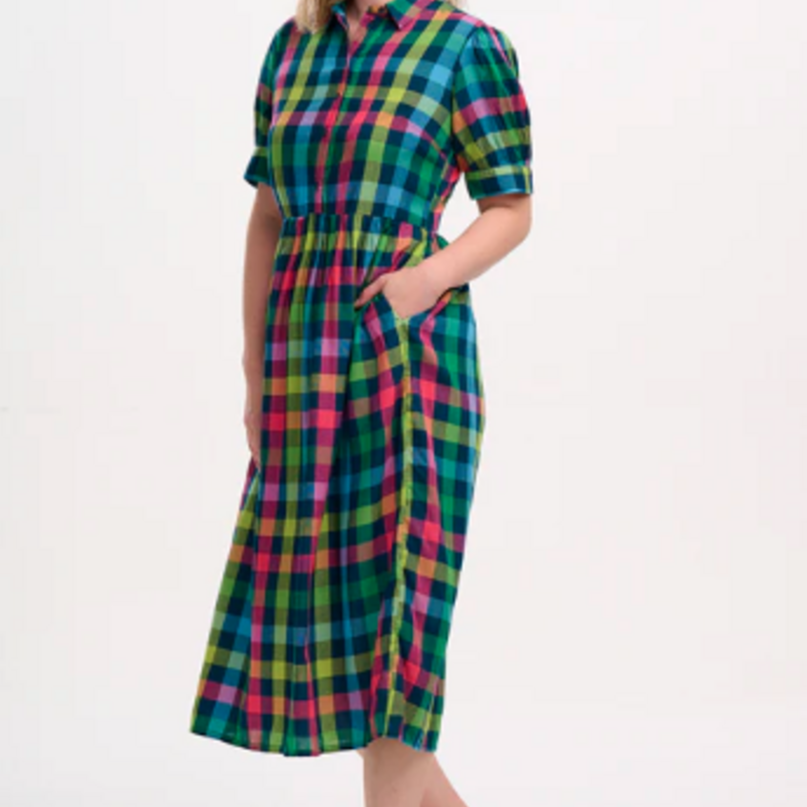 Sugarhill Brighton WILLET MIDI SMOCK DRESS Midnight Gingham