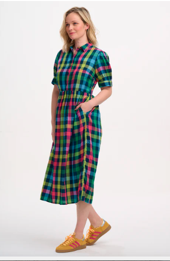 Sugarhill Brighton WILLET MIDI SMOCK DRESS Midnight Gingham