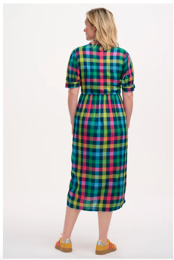 Sugarhill Brighton WILLET MIDI SMOCK DRESS Midnight Gingham