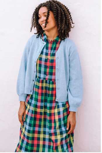 Sugarhill Brighton WILLET MIDI SMOCK DRESS Midnight Gingham