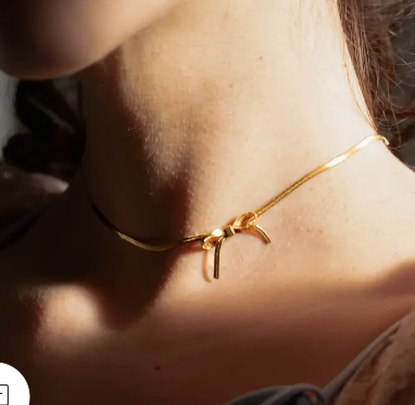 Peter and June Bow Peep Choker / Necklace - 18K Gold Plated