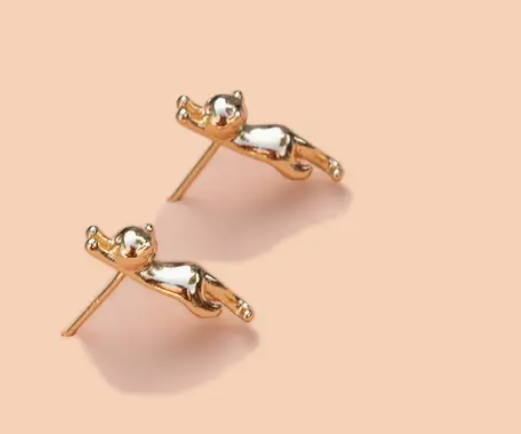 Peter and June Meow Studs - 18K Gold Plated