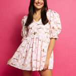 Queen of Sparkles Pink & White Checkered Horse Bit Cotton Dress
