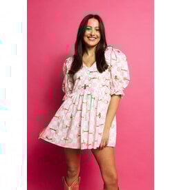 Queen of Sparkles Pink & White Checkered Horse Bit Cotton Dress