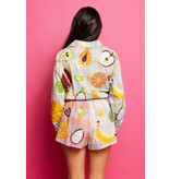 Queen of Sparkles Colorblock Plaid Fruit Button Up  Top