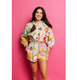 Queen of Sparkles Colorblock Plaid Fruit Button Up  Top
