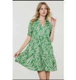 THML Green Collared Short Sleeve Dress