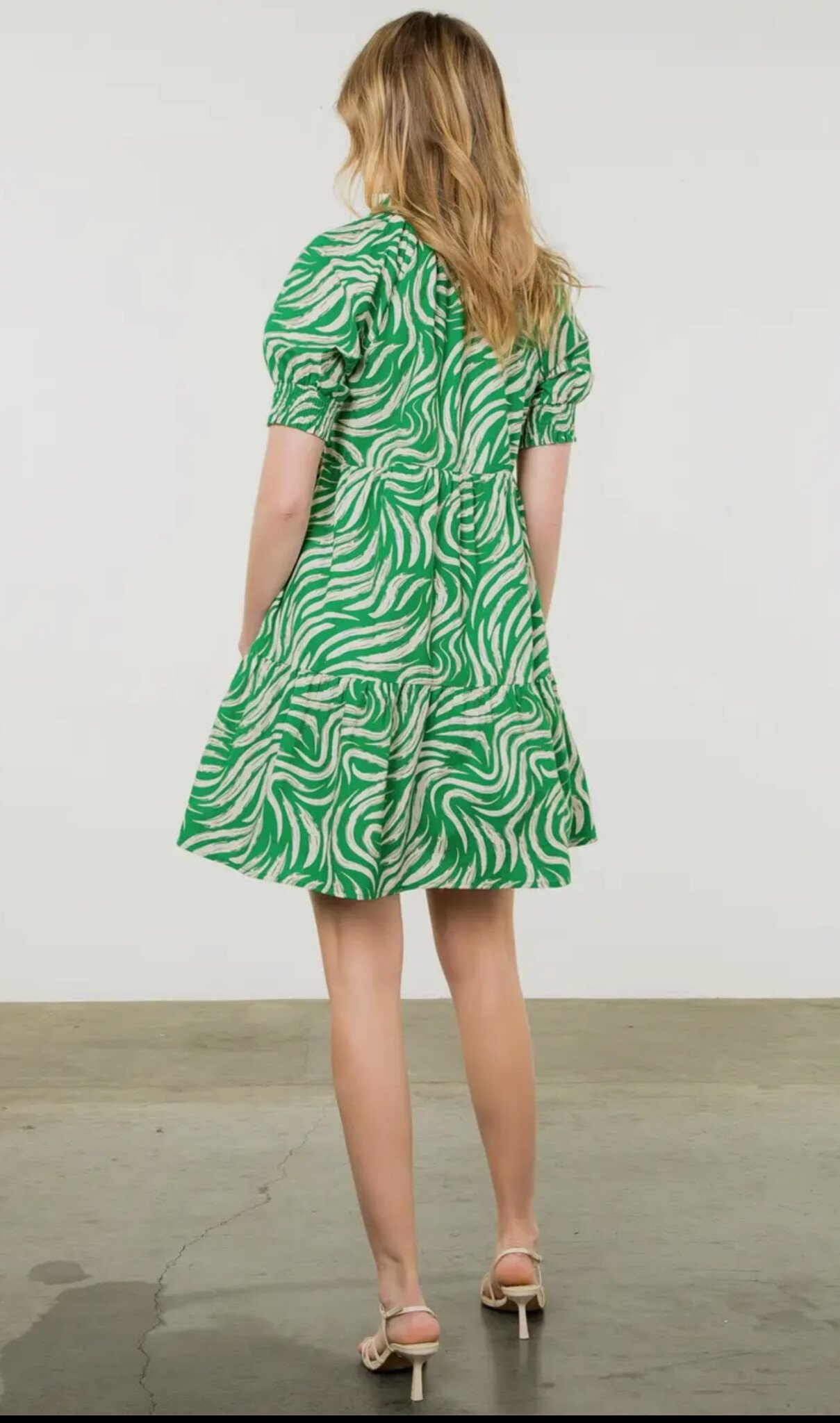 THML Green Collared Short Sleeve Dress