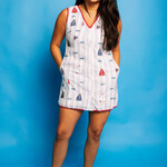 Queen of Sparkles Striped Sailboat V Neck Tank Dress