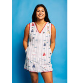 Queen of Sparkles Striped Sailboat V Neck Tank Dress