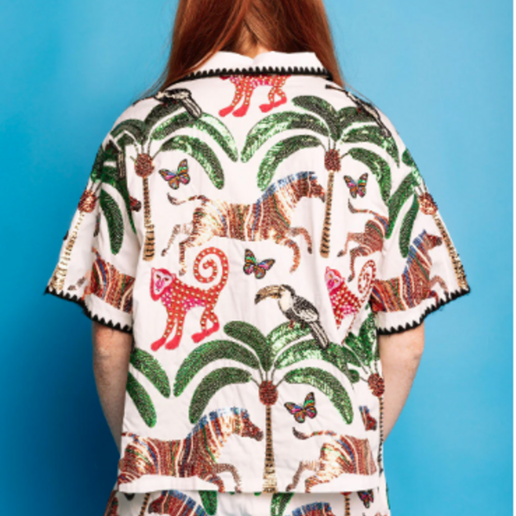 Queen of Sparkles White & Black Trim Safari Short