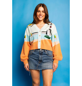 Queen of Sparkles Sail Boat & Light House Button Up Cardigan