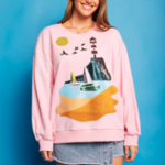 Queen of Sparkles Pink Sail Boat & Light House Sweatshirt