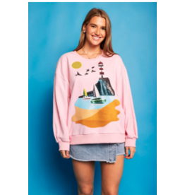 Queen of Sparkles Pink Sail Boat & Light House Sweatshirt