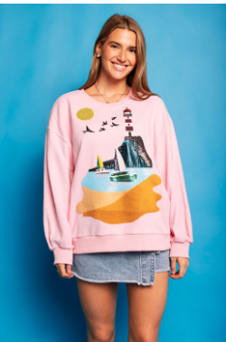 Queen of Sparkles Pink Sail Boat & Light House Sweatshirt