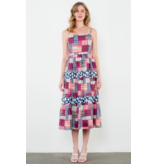 THML Geometric Stripe Smocked Midi Dress