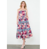 THML Geometric Stripe Smocked Midi Dress
