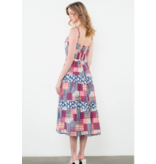 THML Geometric Stripe Smocked Midi Dress
