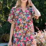 THML Brown Multi Color Floral Dress