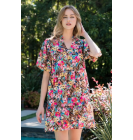 THML Brown Multi Color Floral Dress