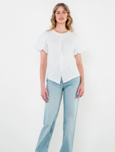 THML Puff Sleeve Twist Front Top