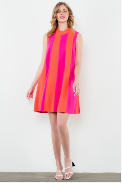 THML Pink and Orange Stripe Dress