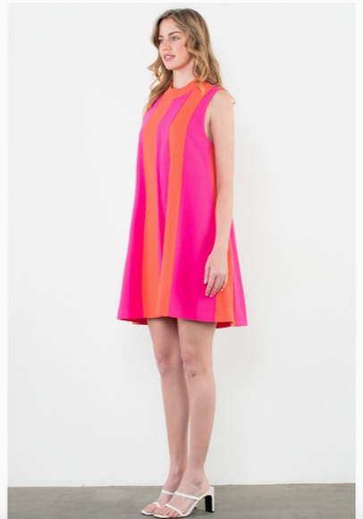 THML Pink and Orange Stripe Dress