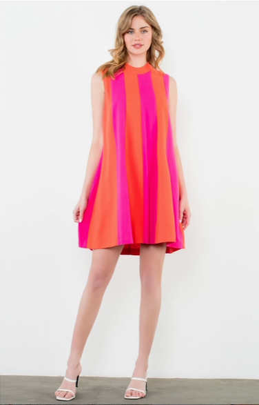 THML Pink and Orange Stripe Dress