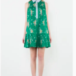 THML Green w/ Blue Contrast Collar Floral Dress