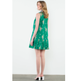 THML Green w/ Blue Contrast Collar Floral Dress