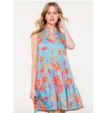 THML Blue Orange Flower Print Dress