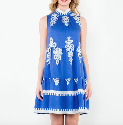 THML Sandy Blue and White Dress