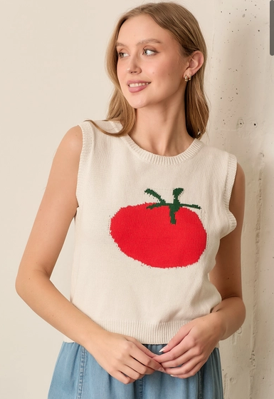 Tomato Printed Sweater Top