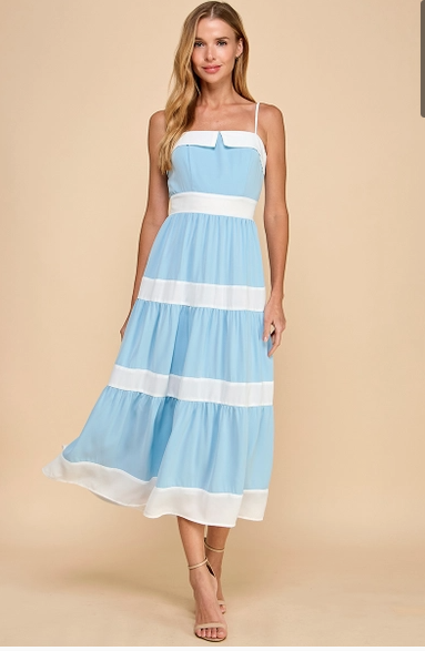 Alternating Stripes Tiered Dress