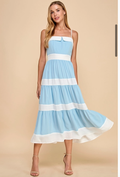 TCEC Alternating Stripes Tiered Dress