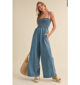Klesis Smocked Denim Jumpsuit