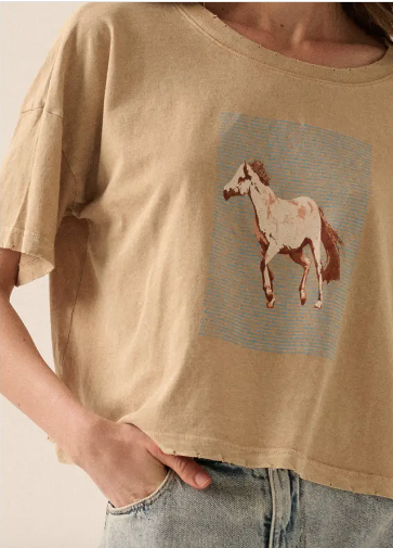 Vintage Horse Mineral Washed Cropped Graphic Tee
