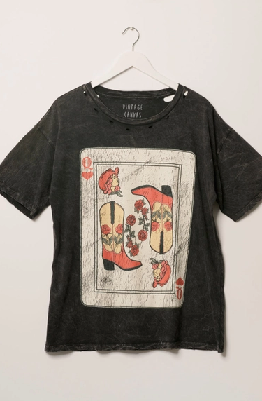 Queen Cowgirl Card Short Sleeve Western Graphic Print Tee
